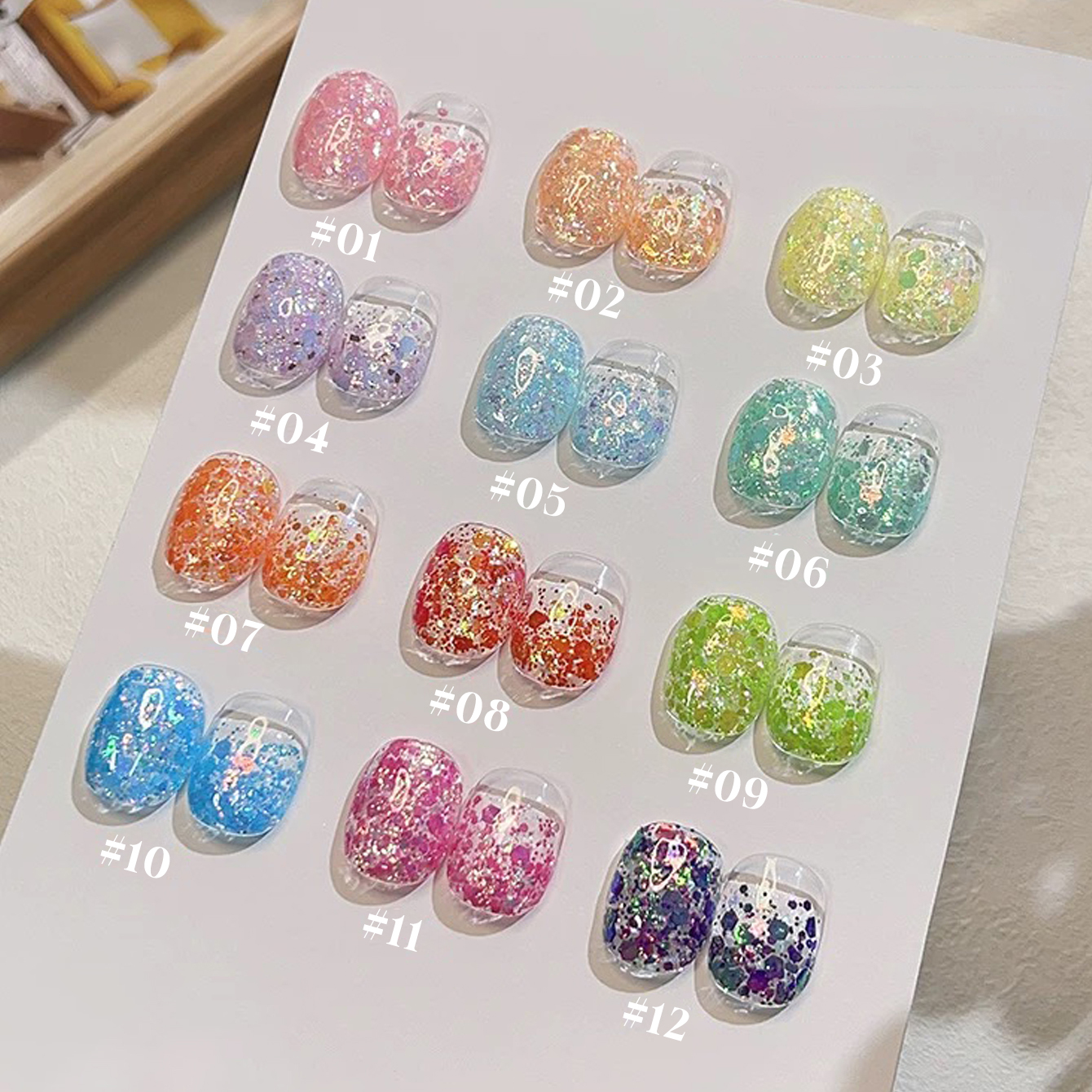 12ml Rainbow Glitter Gel Polis - Nail Art Rainbow ulasan dan harga