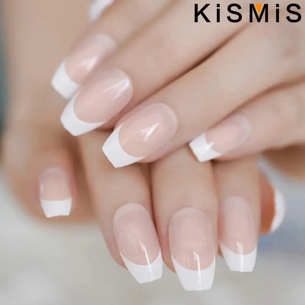 24Pcs French Pink Fake Nails S - Nail Art Natural Pink ulasan dan harga