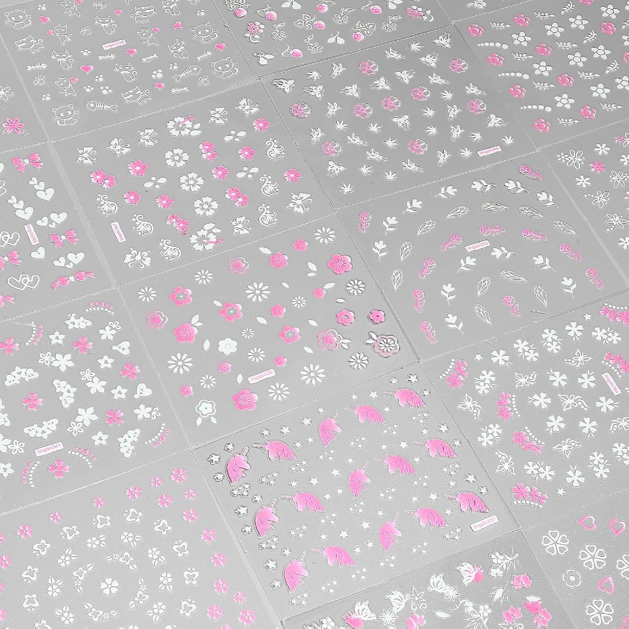 30 Sheets 3D Self Adhesive Flo - Nail Art Pink ulasan dan harga