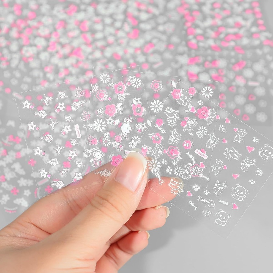 30 Sheets 3D Self Adhesive Flo - Nail Art Pink ulasan dan harga