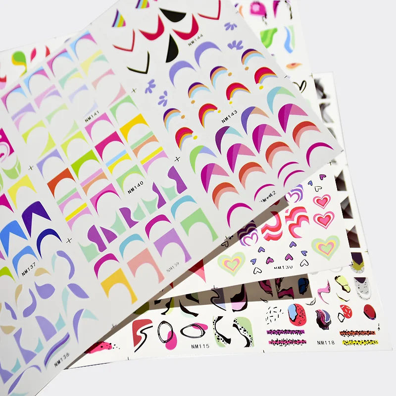 French Tips Nail Slider Sticke - Nail Art Rainbow ulasan dan harga