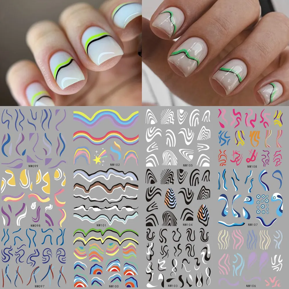 French Tips Nail Slider Sticke - Nail Art Rainbow ulasan dan harga