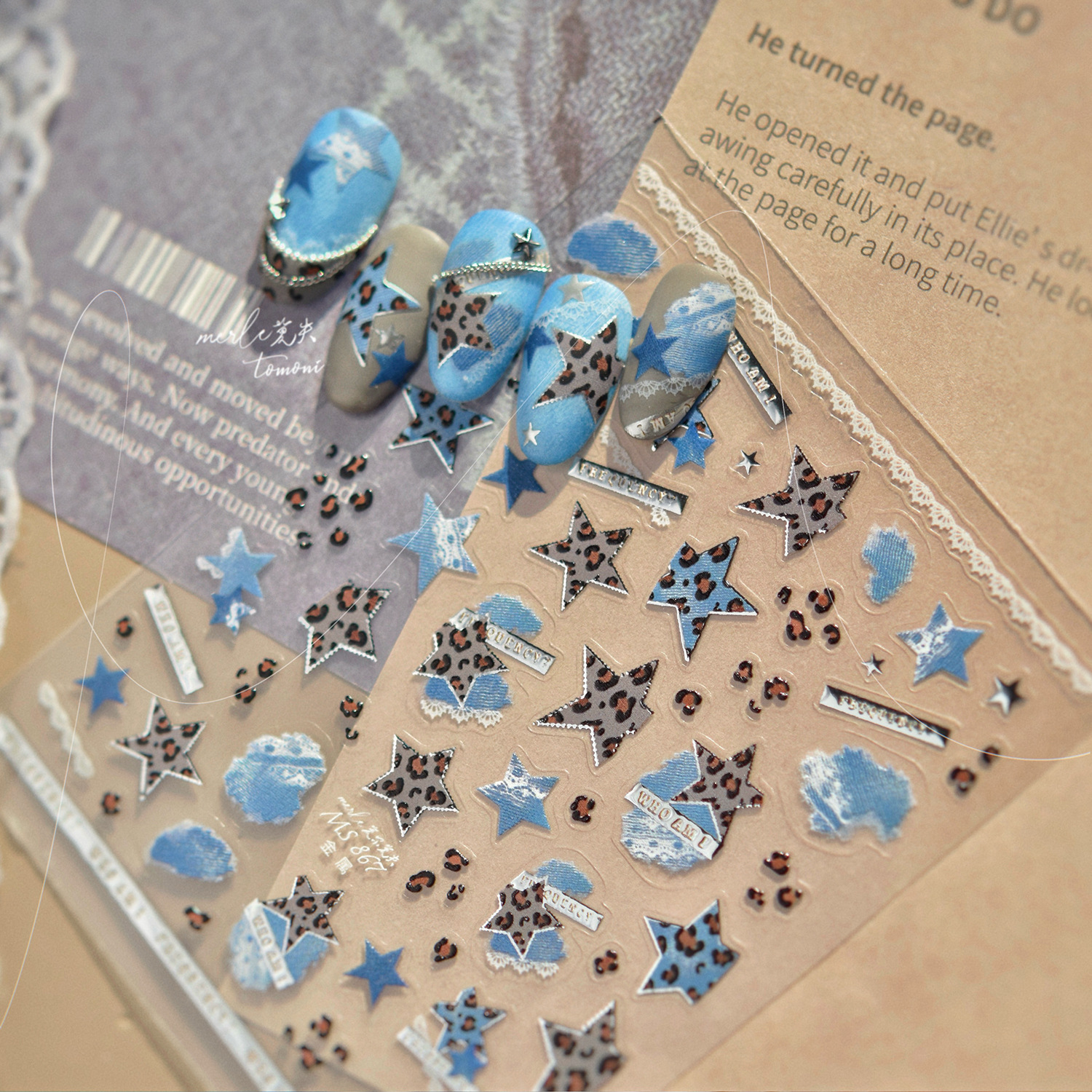 Wild Leopard Cross Blue Denim  - Nail Art Denim ulasan dan harga