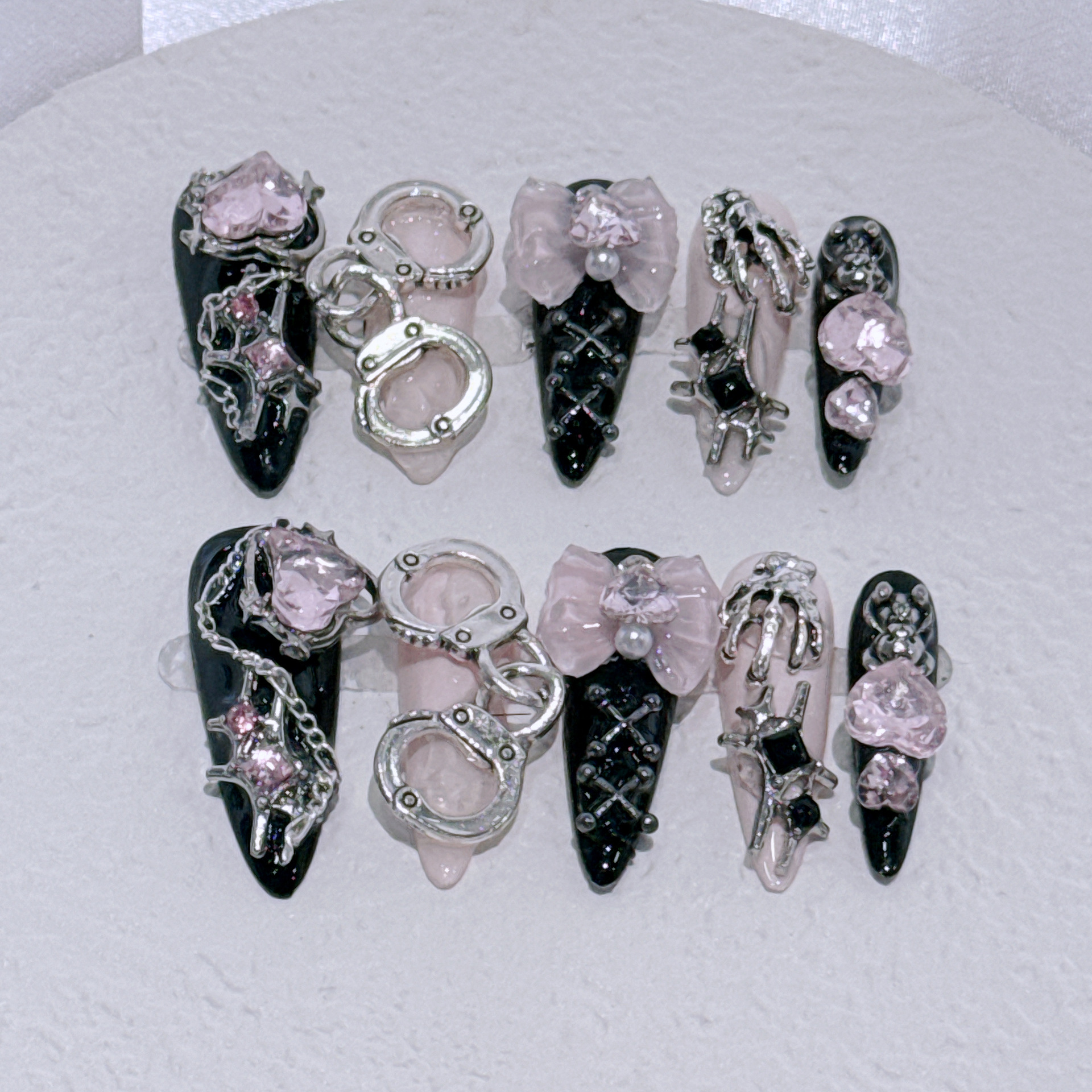 10Pcs Y2k Almond Press on Nail - Nail Art Pink ulasan dan harga