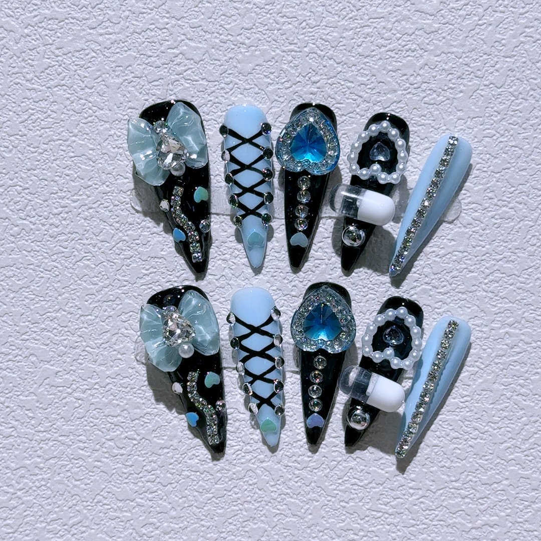 10Pcs Y2k Almond Press on Nail - Nail Art Pink ulasan dan harga