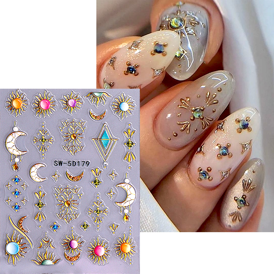 5D Moon Star Flower Nail Art S - Nail Art Zelda ulasan dan harga