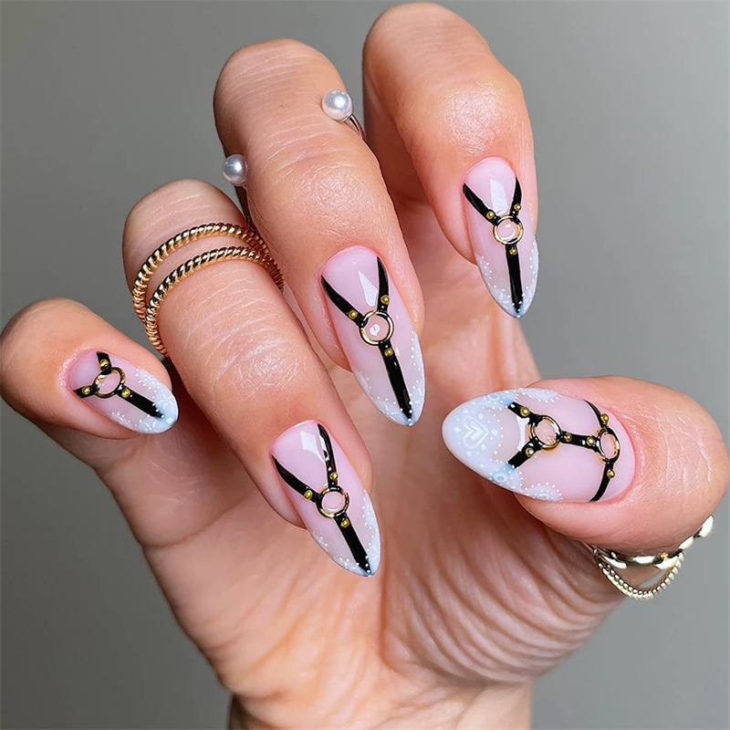 5D Black Belt Embossed Punk St - Nail Art Van Gogh ulasan dan harga