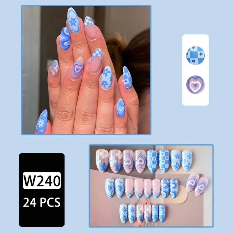 24 Pcs Press on Nails Love Des - Nail Art France ulasan dan harga