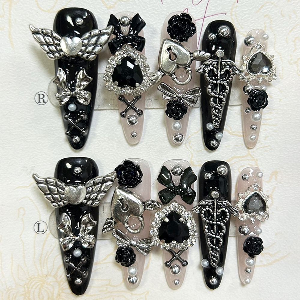 10PCS Jirai Y2K Black Pink Lon - Nail Art Pink ulasan dan harga