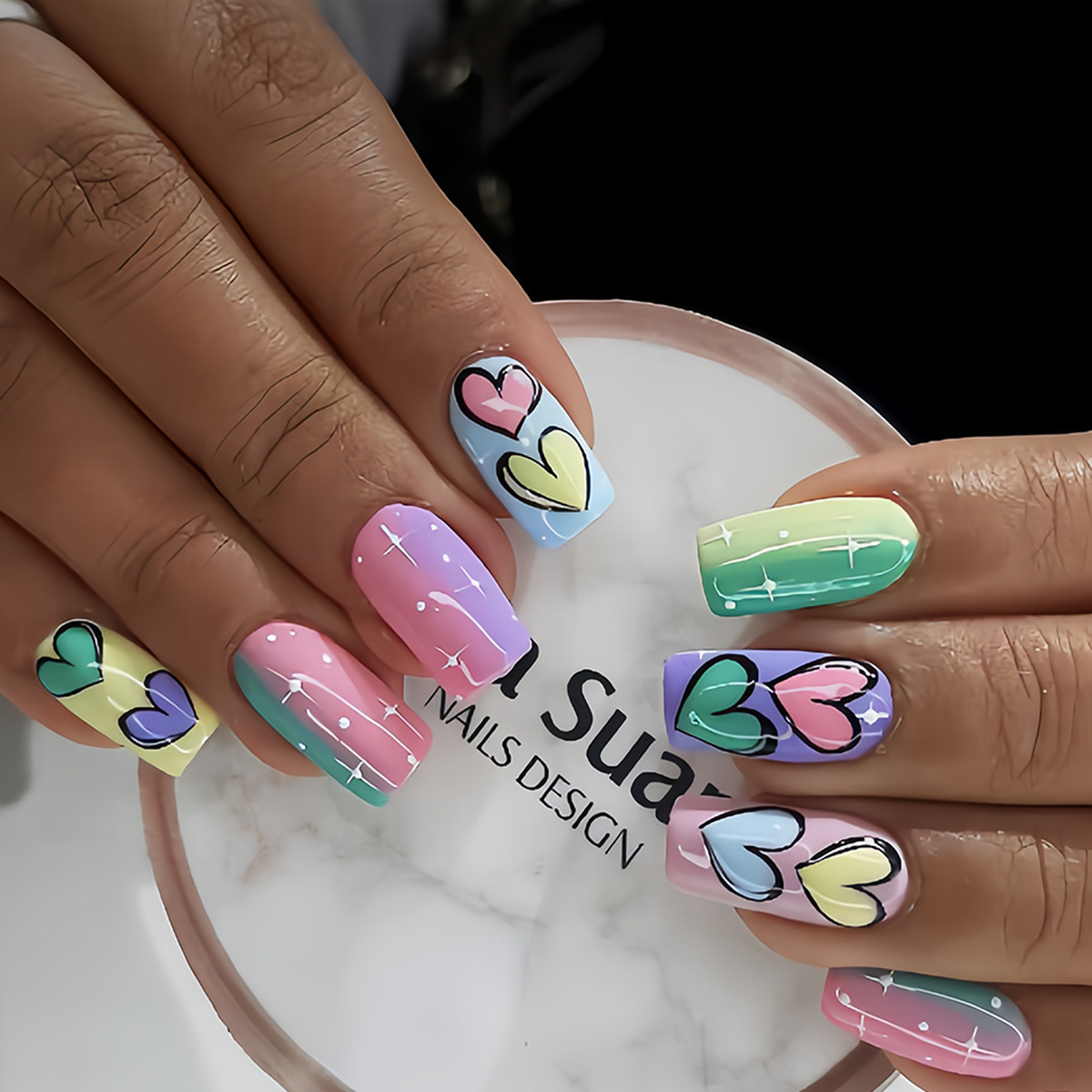 Short Medium fake nails gradie - Nail Art Wedding ulasan dan harga
