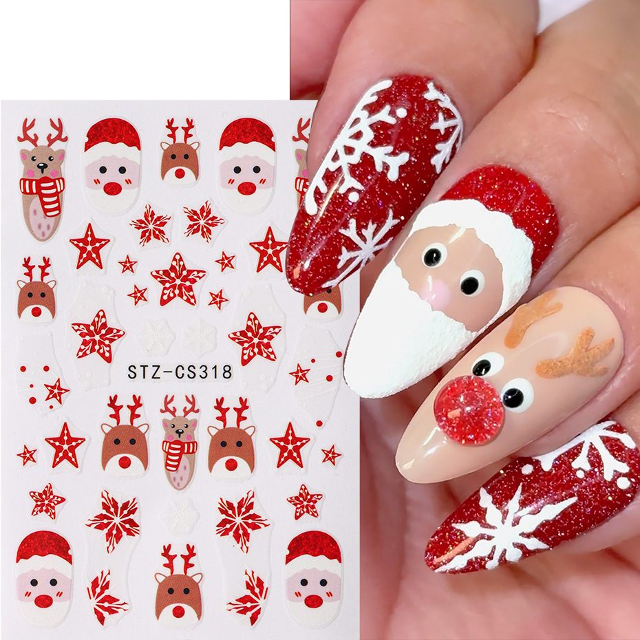 Christmas Santa Claus Elk Nail - Nail Art Xmas Design ulasan dan harga