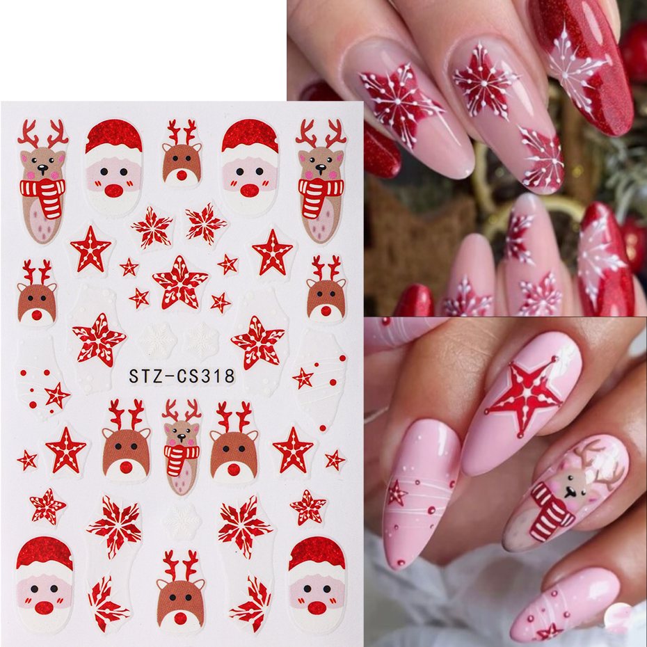 Christmas Santa Claus Elk Nail - Nail Art Xmas Design ulasan dan harga