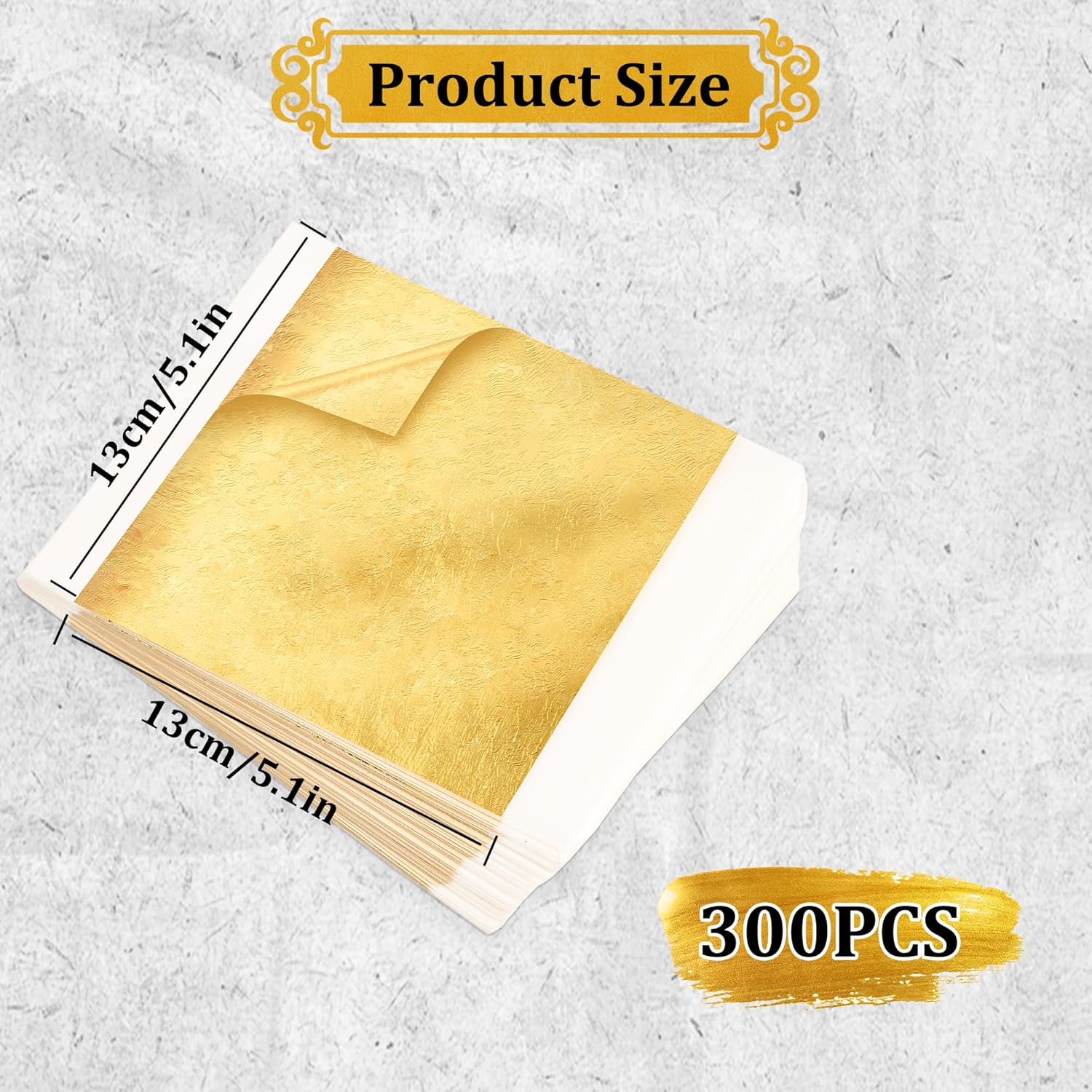 300Pcs Gold Leaf Sheets 5.1x5. - Nail Art Wedding ulasan dan harga
