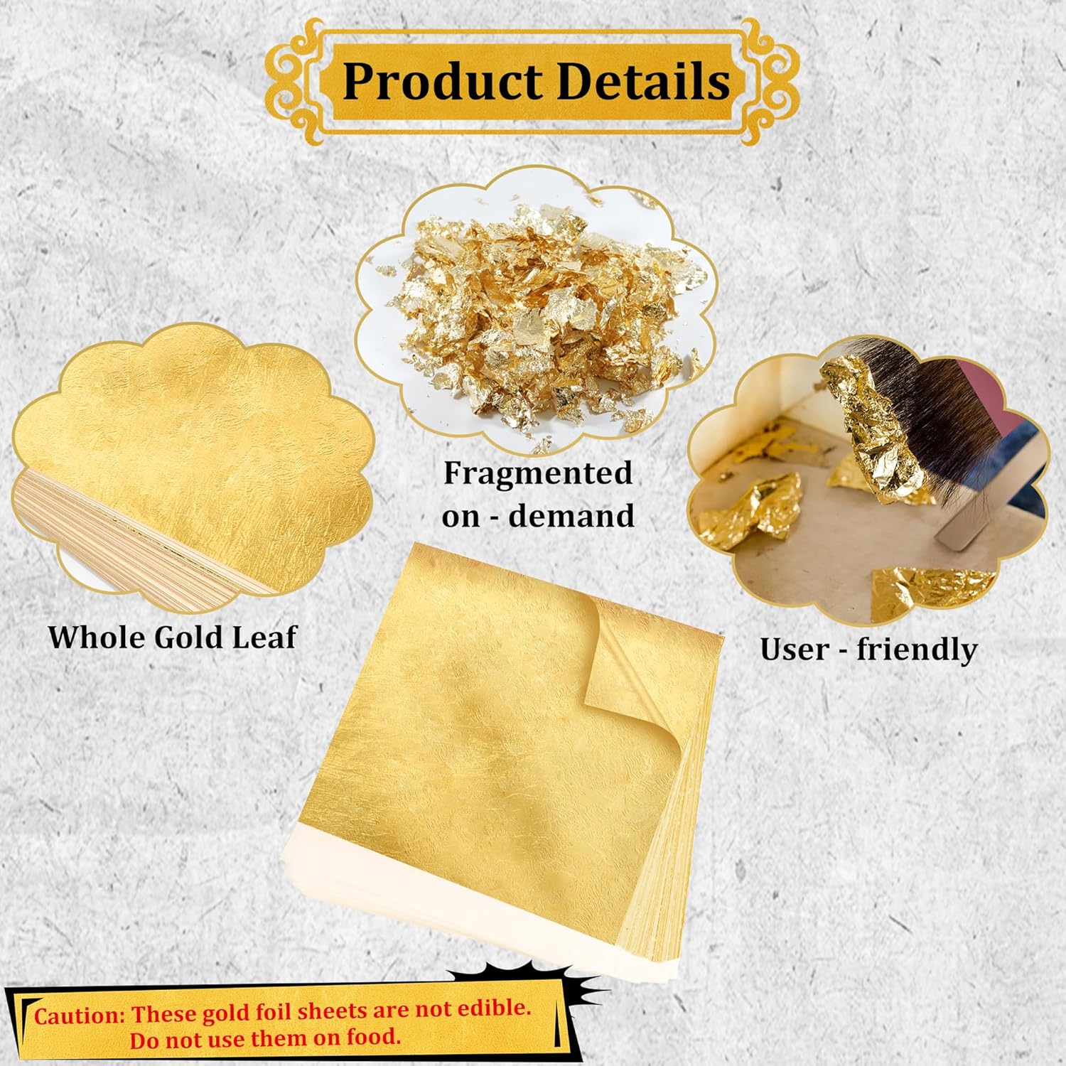 300Pcs Gold Leaf Sheets 5.1x5. - Nail Art Wedding ulasan dan harga