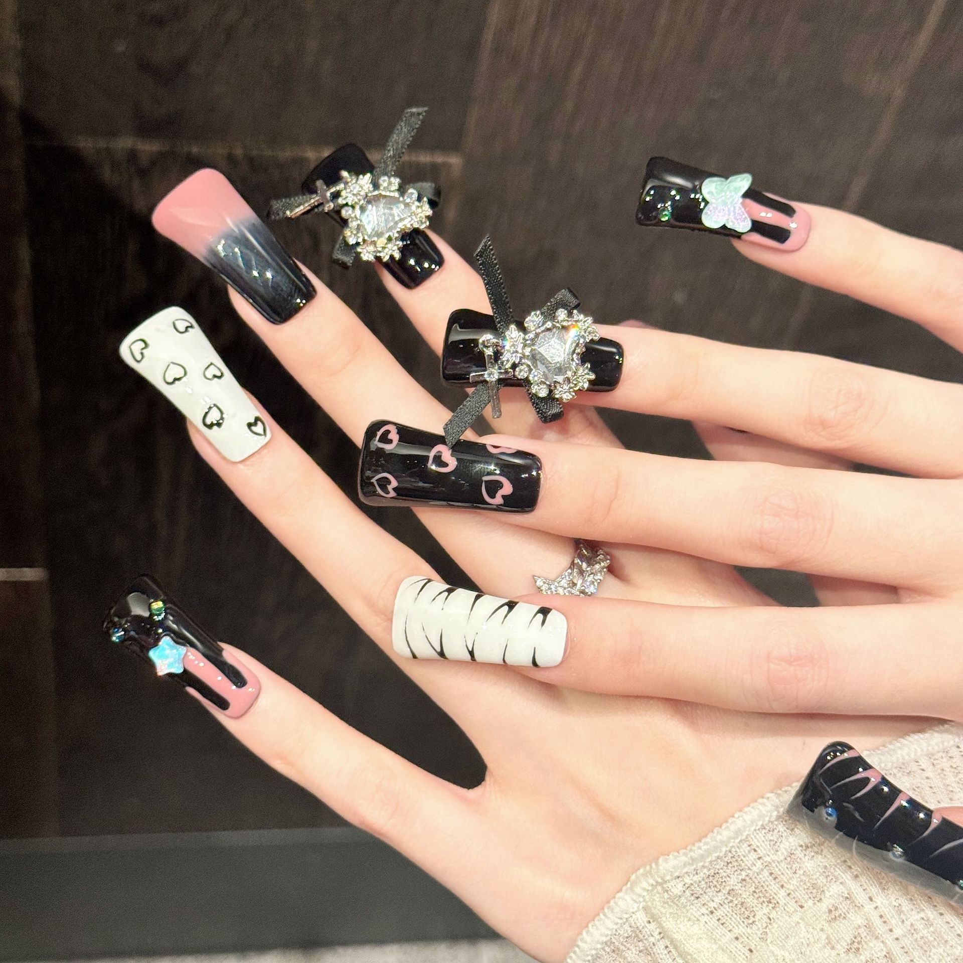 10pcs Pure Hand Pressed Long D - Nail Art Pink ulasan dan harga