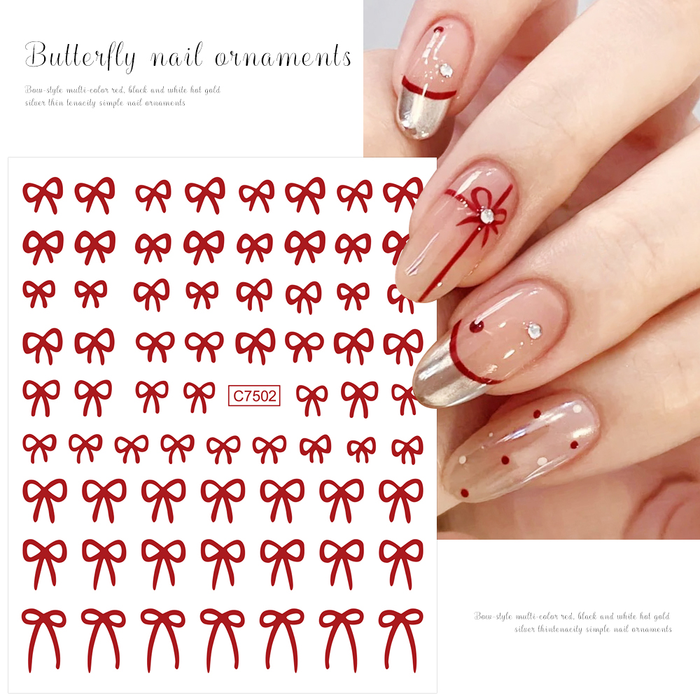 6Pcs Kawaii Bow Nail Art Stick - Nail Art Wedding ulasan dan harga