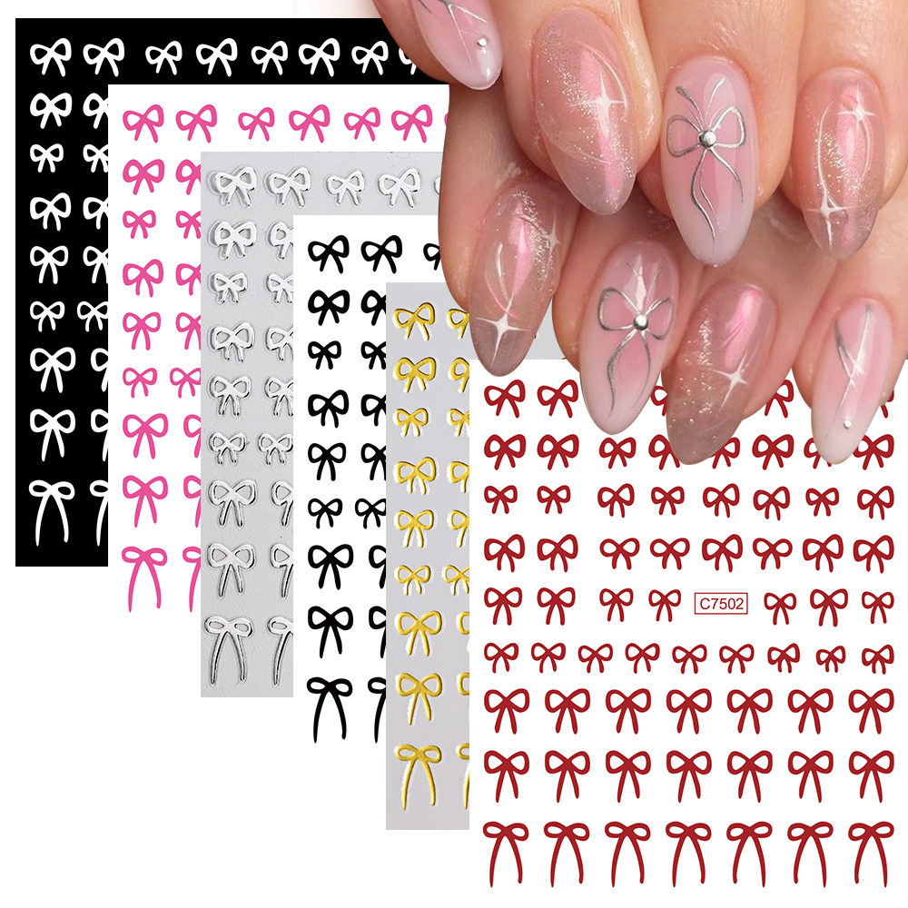 6Pcs Kawaii Bow Nail Art Stick - Nail Art Wedding ulasan dan harga