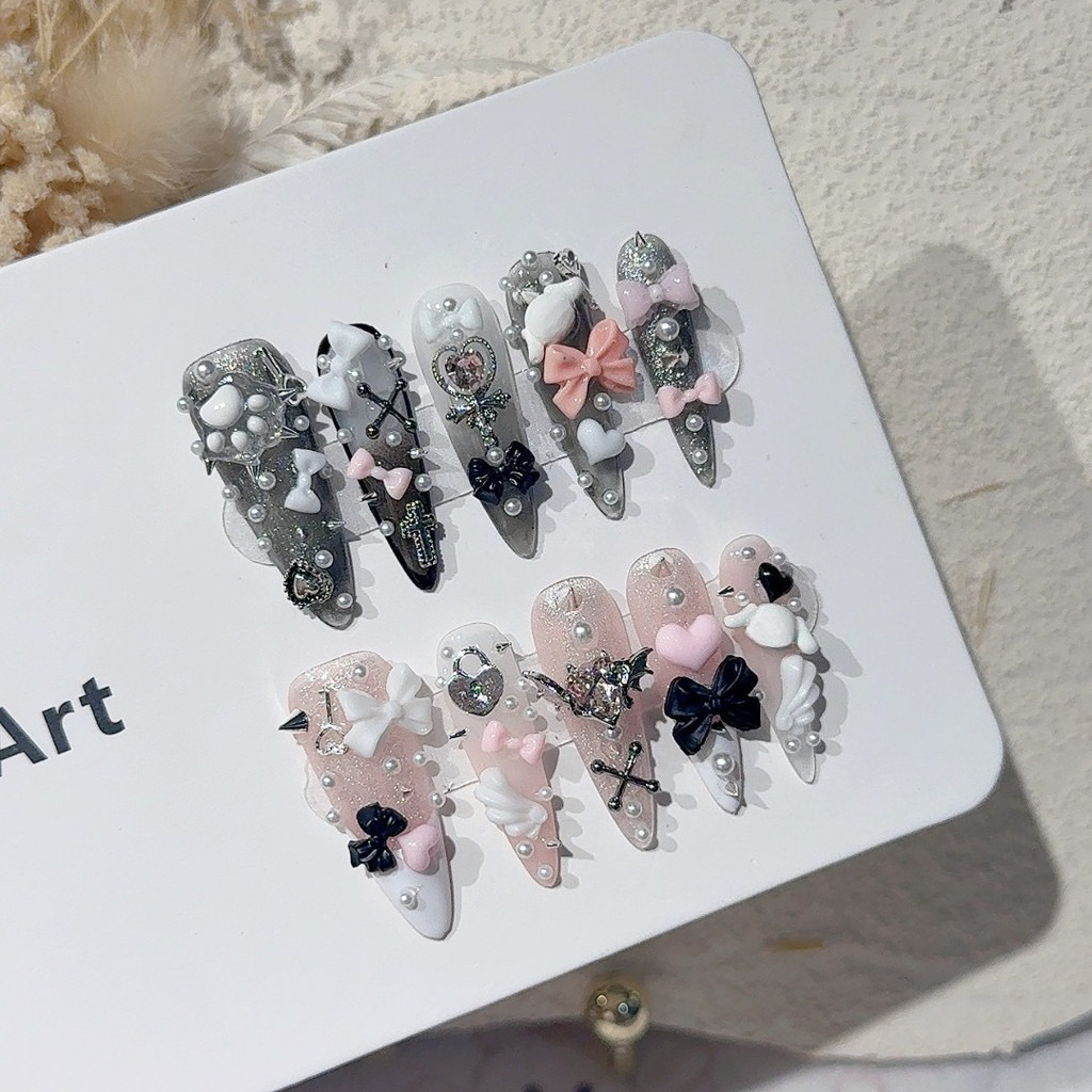Jirai Y2K Spice Girl Black Pin - Nail Art Pink ulasan dan harga
