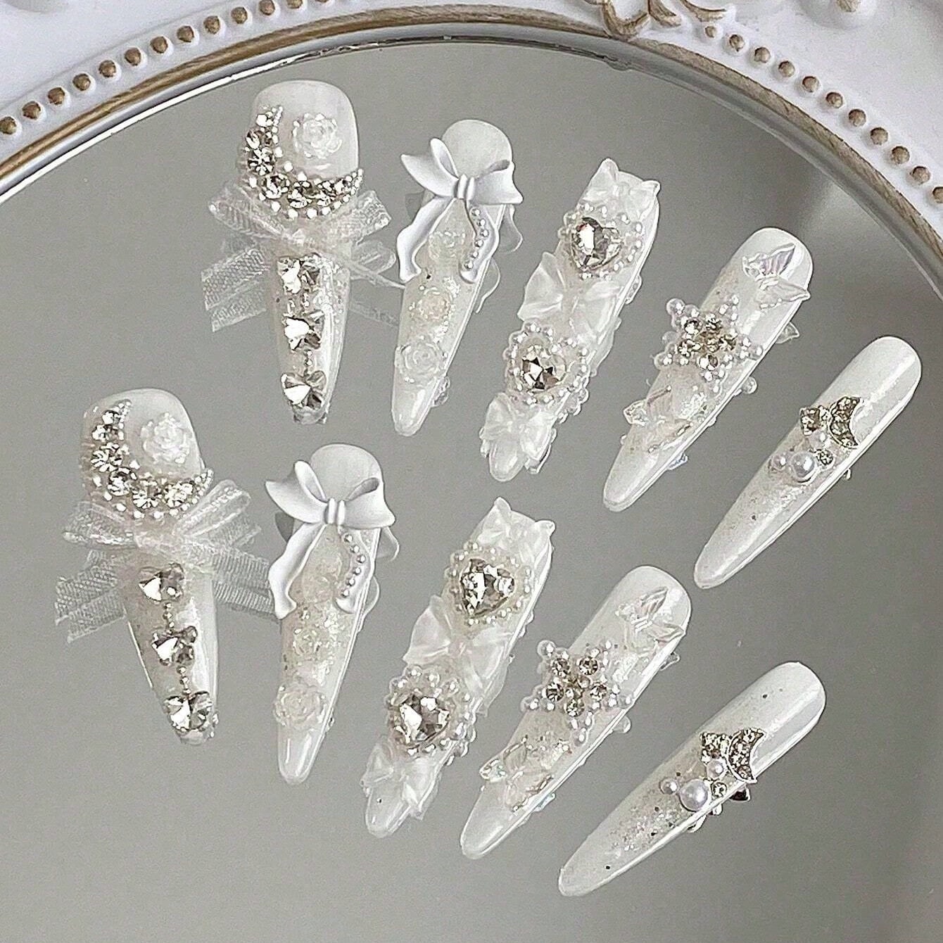 10 pieces of hand-pressed long - Nail Art Wedding ulasan dan harga