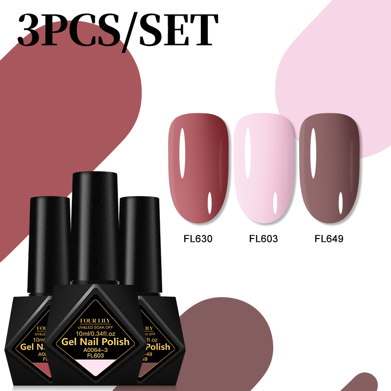 3PCS Nude Pink Gel Nail Polish - Nail Art Natural Pink ulasan dan harga