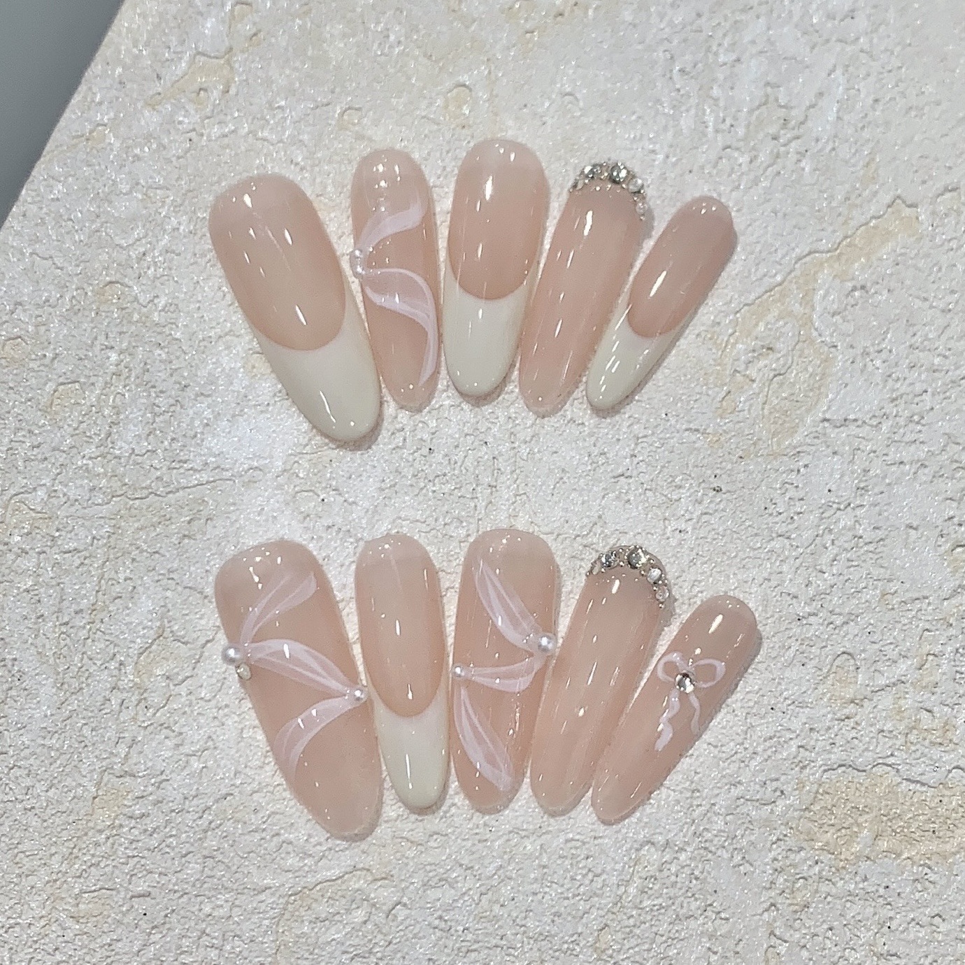 10Pcs Handmade Press on Nails  - Nail Art Pink ulasan dan harga