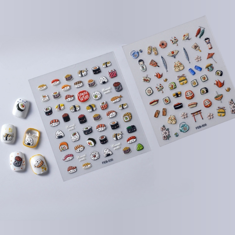 2pcs 3D Sushi Nail Stickers, J - Nail Art Zelda ulasan dan harga