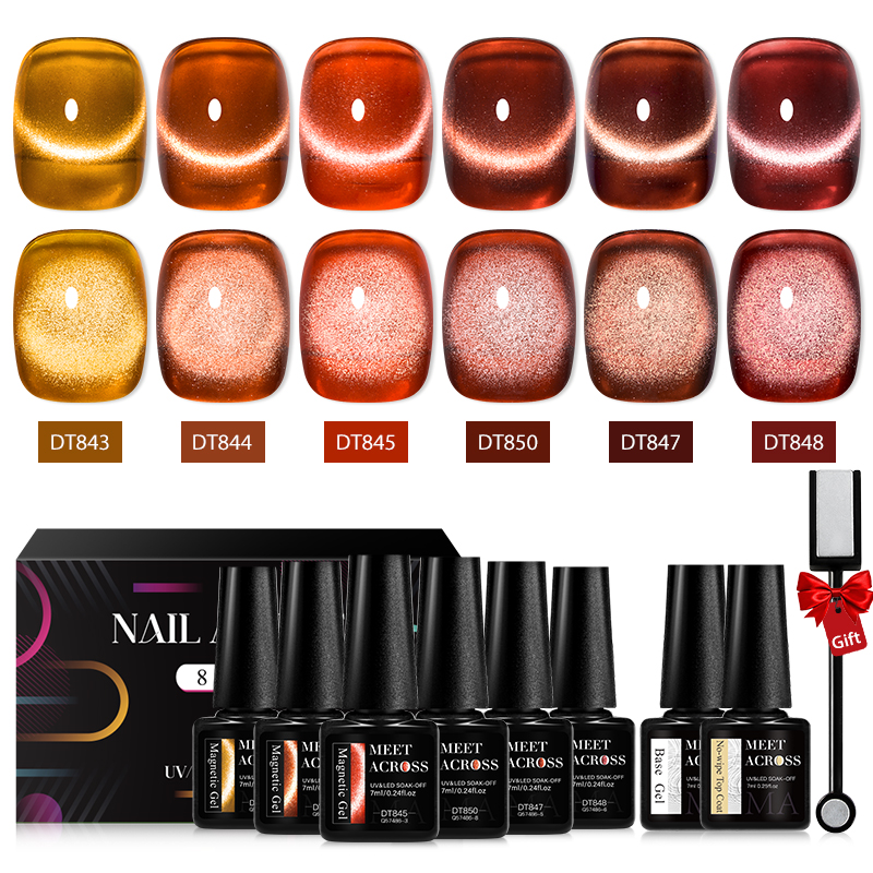 MEET ACROSS 8Pcs/Set 9D Rainbo - Nail Art Rainbow ulasan dan harga