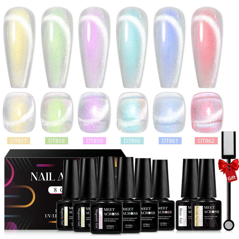 MEET ACROSS 8Pcs/Set 9D Rainbo - Nail Art Rainbow ulasan dan harga