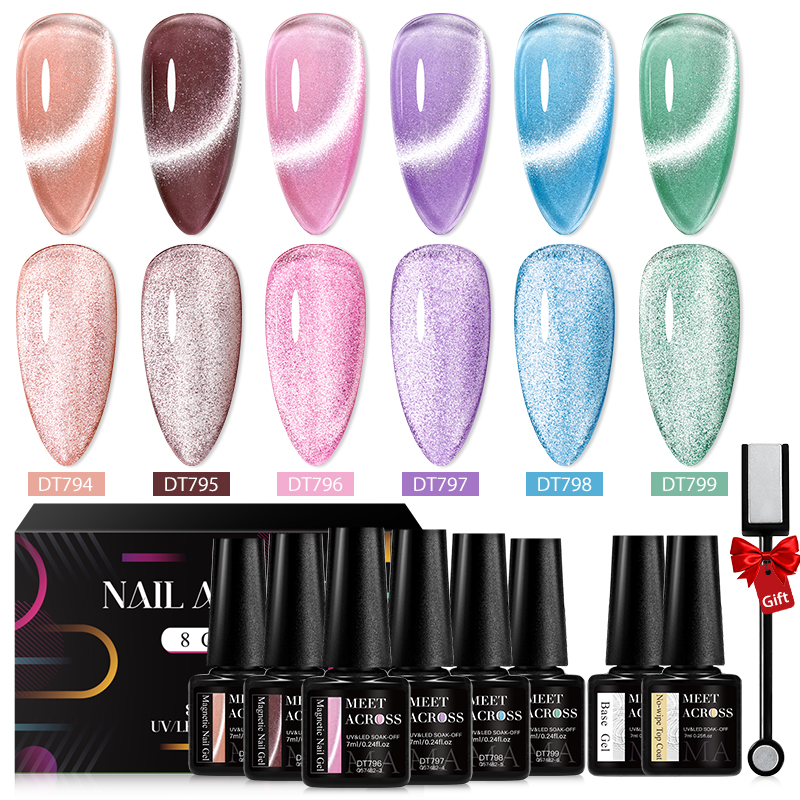 MEET ACROSS 8Pcs/Set 9D Rainbo - Nail Art Rainbow ulasan dan harga