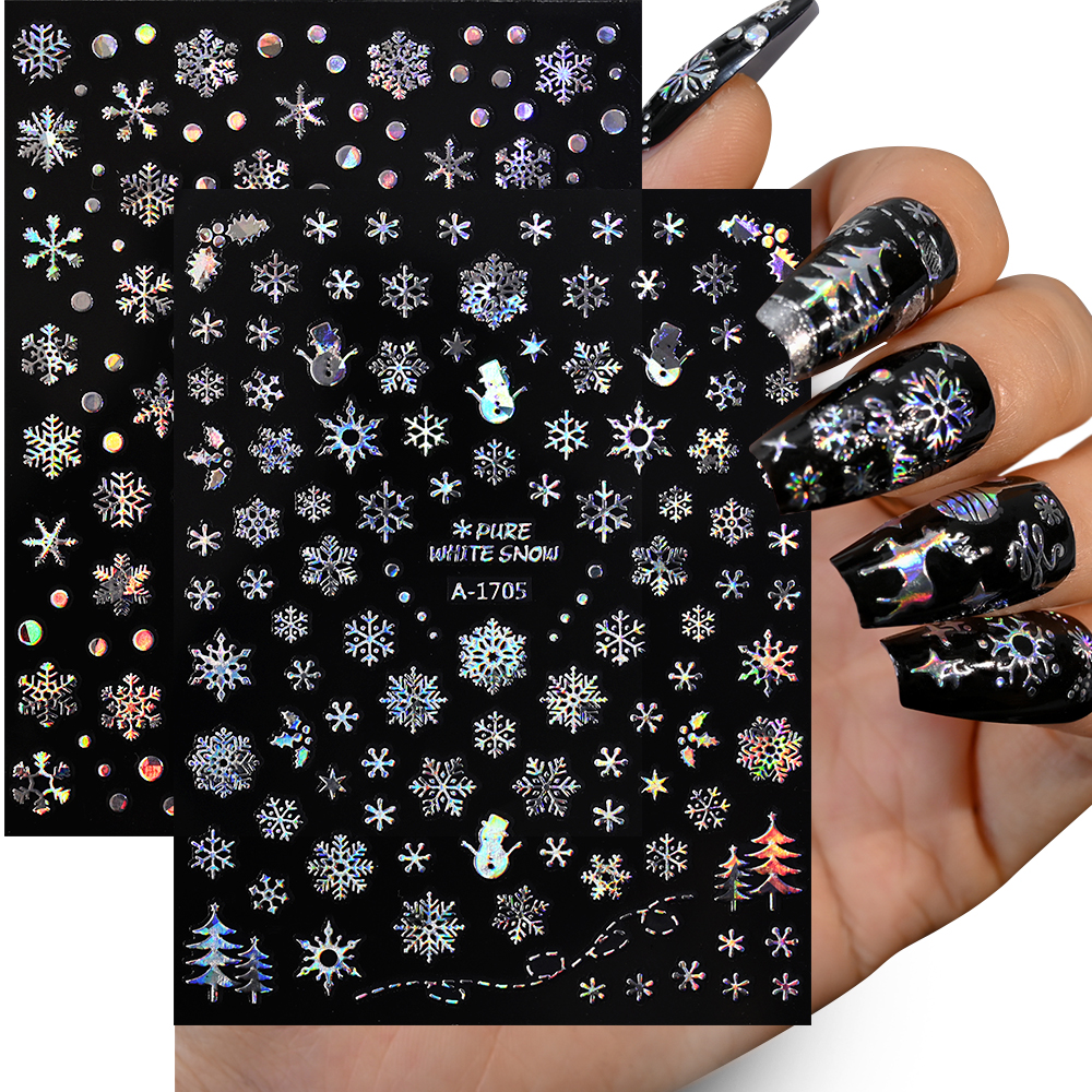 Bronzing Laser Silver Christma - Nail Art Xmas Stickers ulasan dan harga