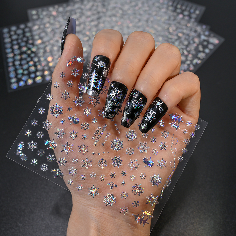 Bronzing Laser Silver Christma - Nail Art Xmas Stickers ulasan dan harga
