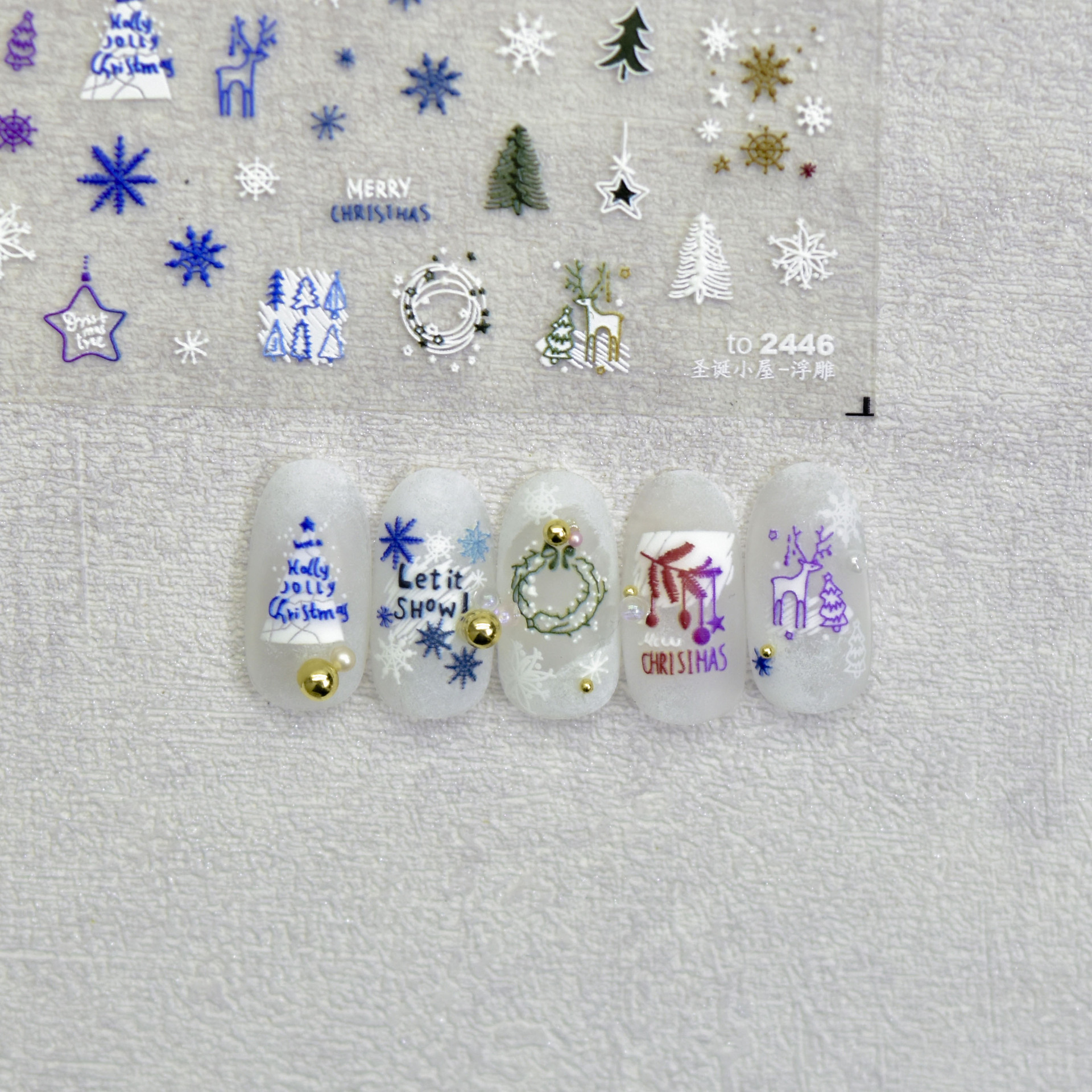 1 piece of 5D embossed nail ar - Nail Art Xmas Design ulasan dan harga