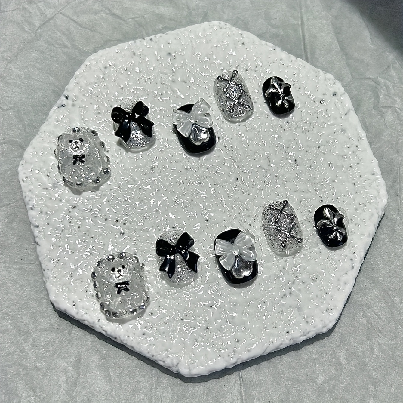 10 PCS Sheer Lace Bear Nail Ar - Nail Art Glitter ulasan dan harga
