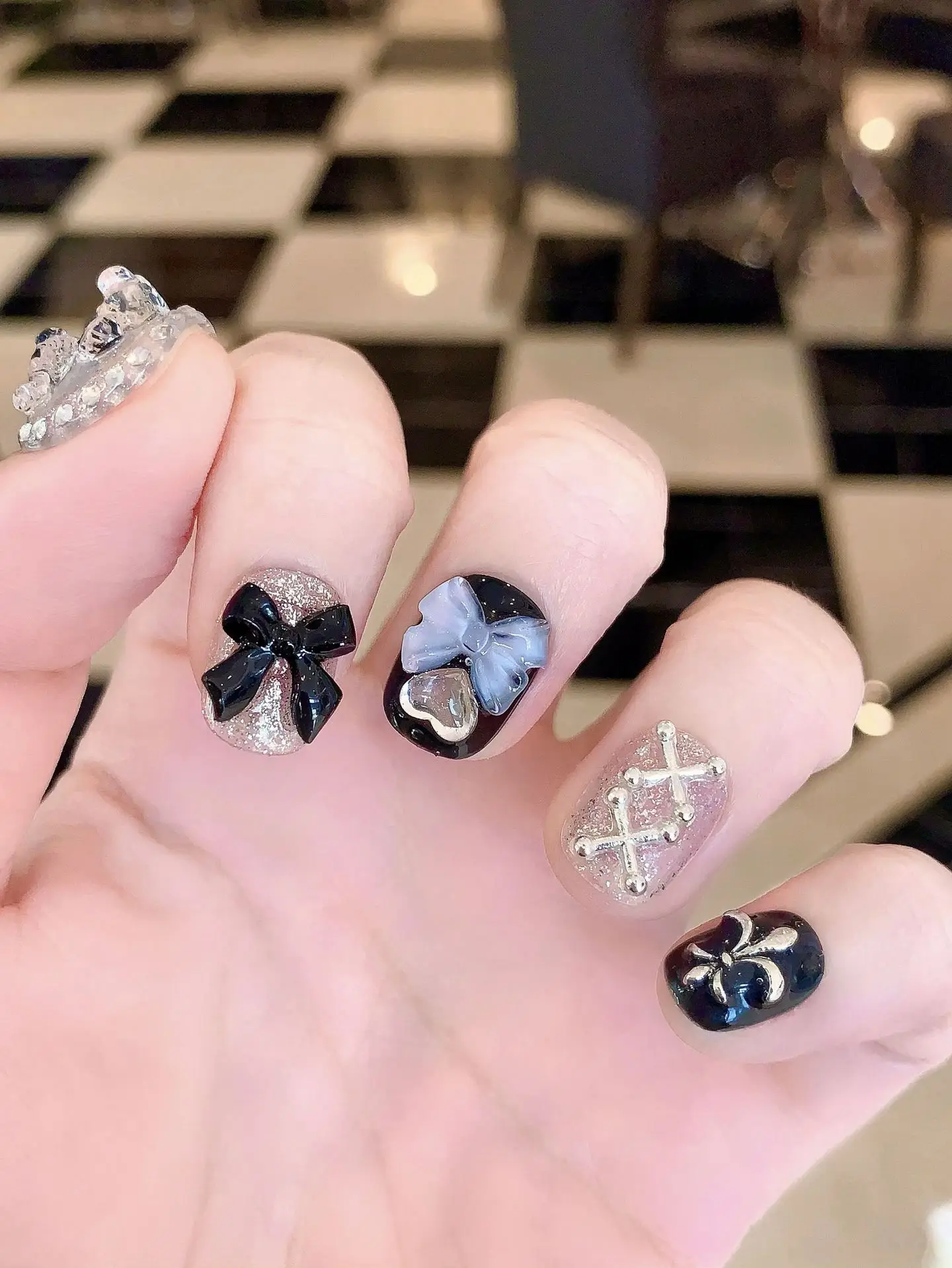 10 PCS Sheer Lace Bear Nail Ar - Nail Art Glitter ulasan dan harga