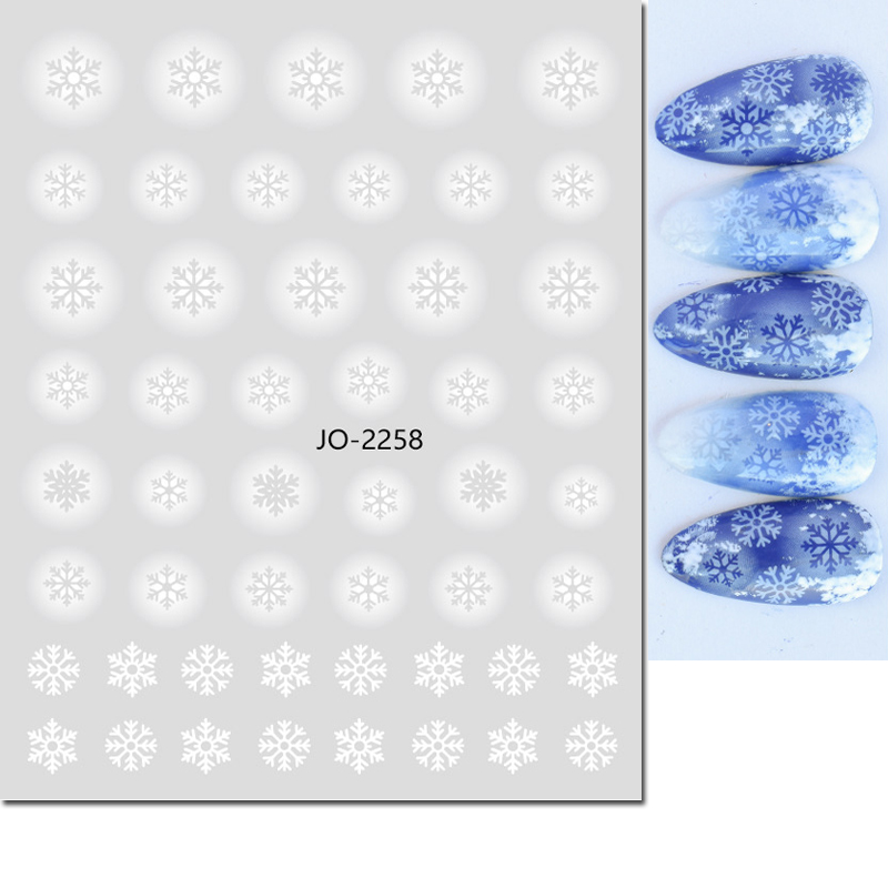 Nail Art 3d Decals White Hollo - Nail Art Xmas Stickers ulasan dan harga