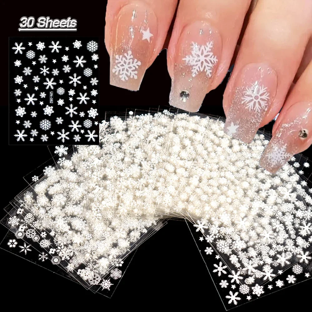 30 Sheets Christmas Nail Art S - Nail Art Xmas Stickers ulasan dan harga