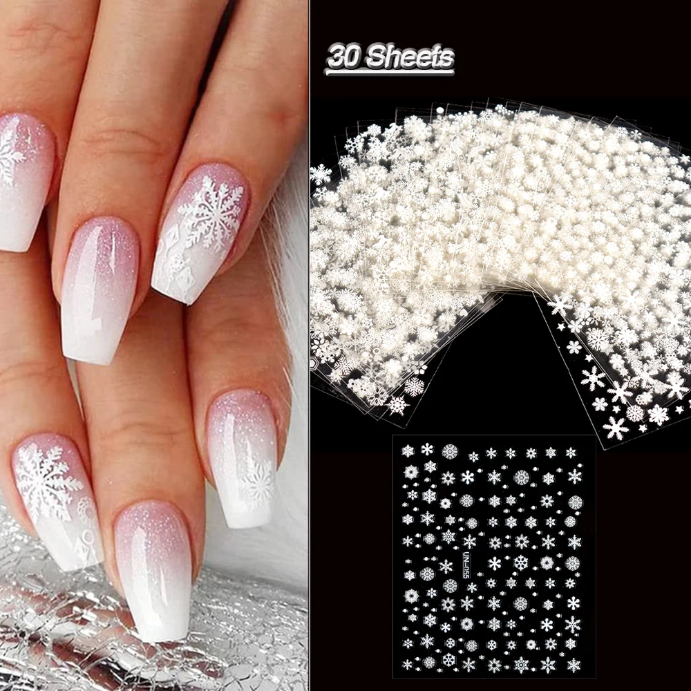 30 Sheets Christmas Nail Art S - Nail Art Xmas Stickers ulasan dan harga