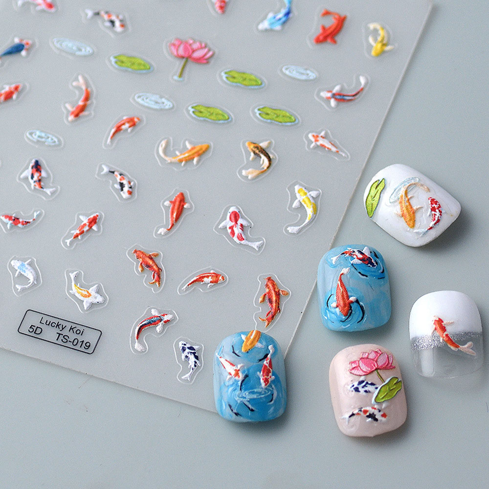 5D Koi Carp Nail Sticker Green - Nail Art Zelda ulasan dan harga