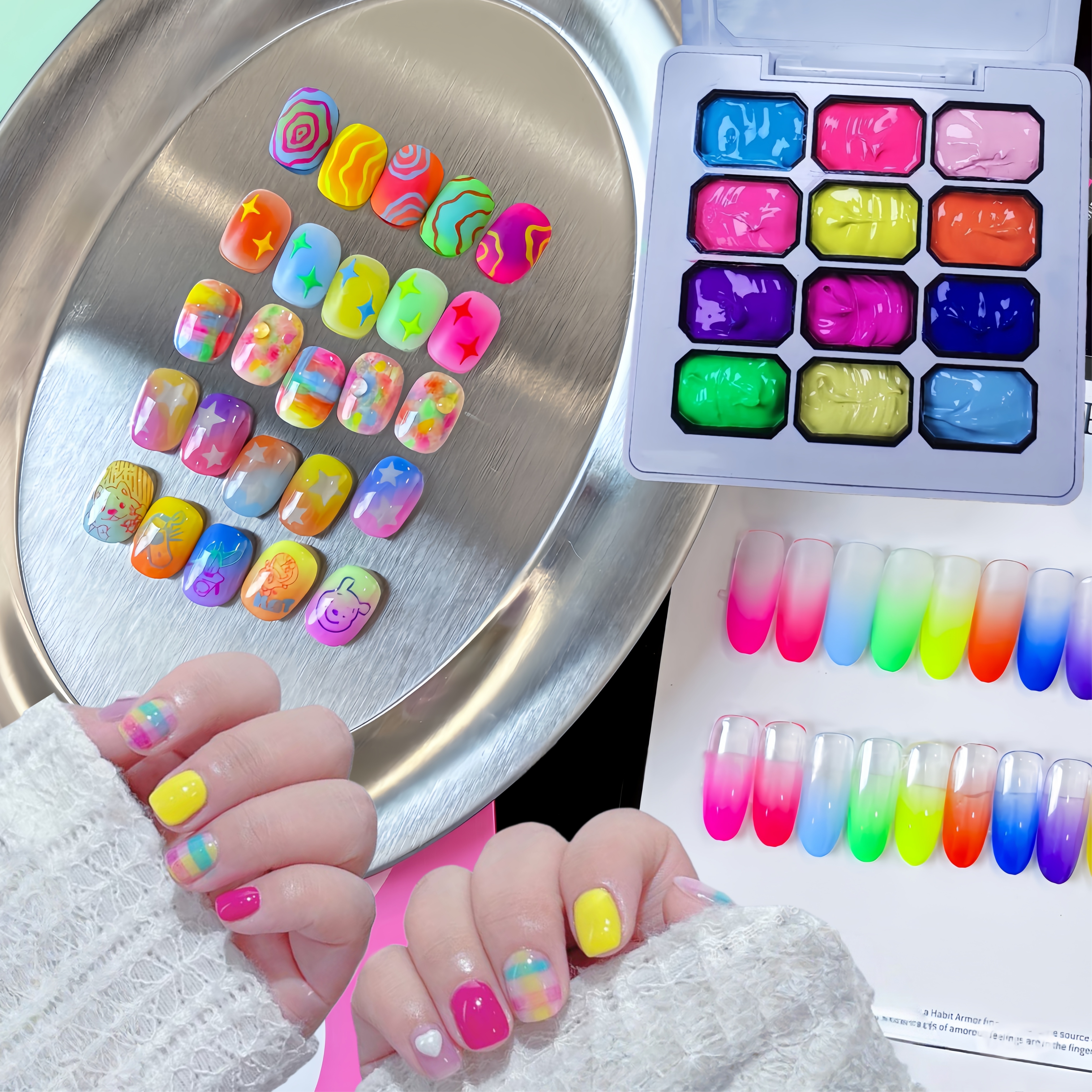 12 Color Rainbow Solid Nail Po - Nail Art Rainbow ulasan dan harga