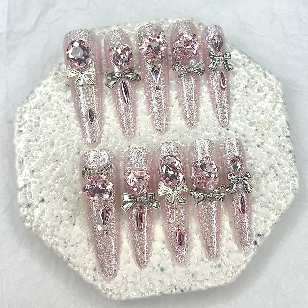Luxury Pink Cat Eye Glitter St - Nail Art Pink ulasan dan harga