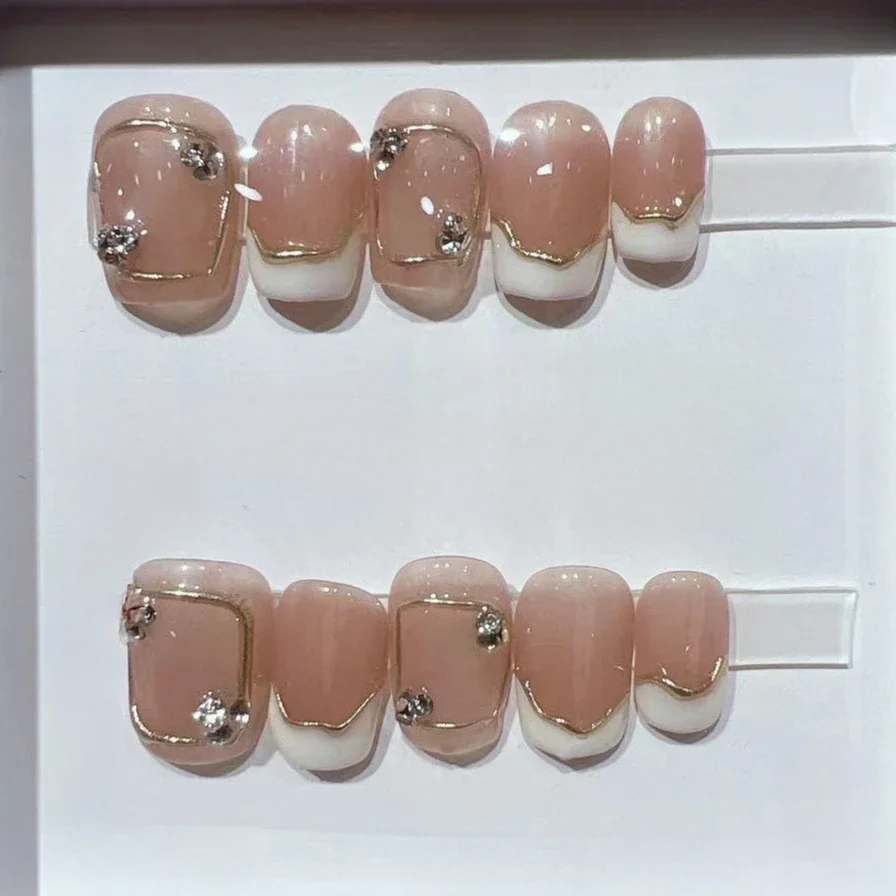 10Pcs Short Square French Hand - Nail Art Simple ulasan dan harga