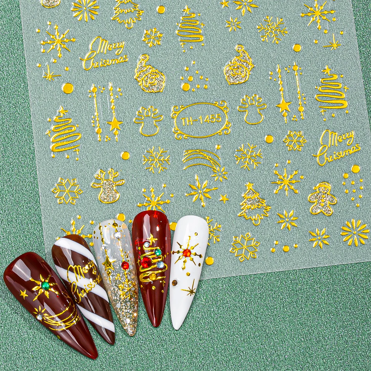 2pcs Cute New Year Cartoon Nai - Nail Art Xmas Design ulasan dan harga
