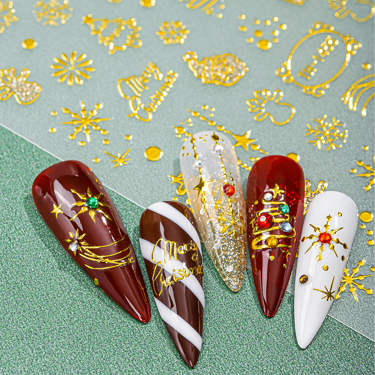 2pcs Cute New Year Cartoon Nai - Nail Art Xmas Design ulasan dan harga