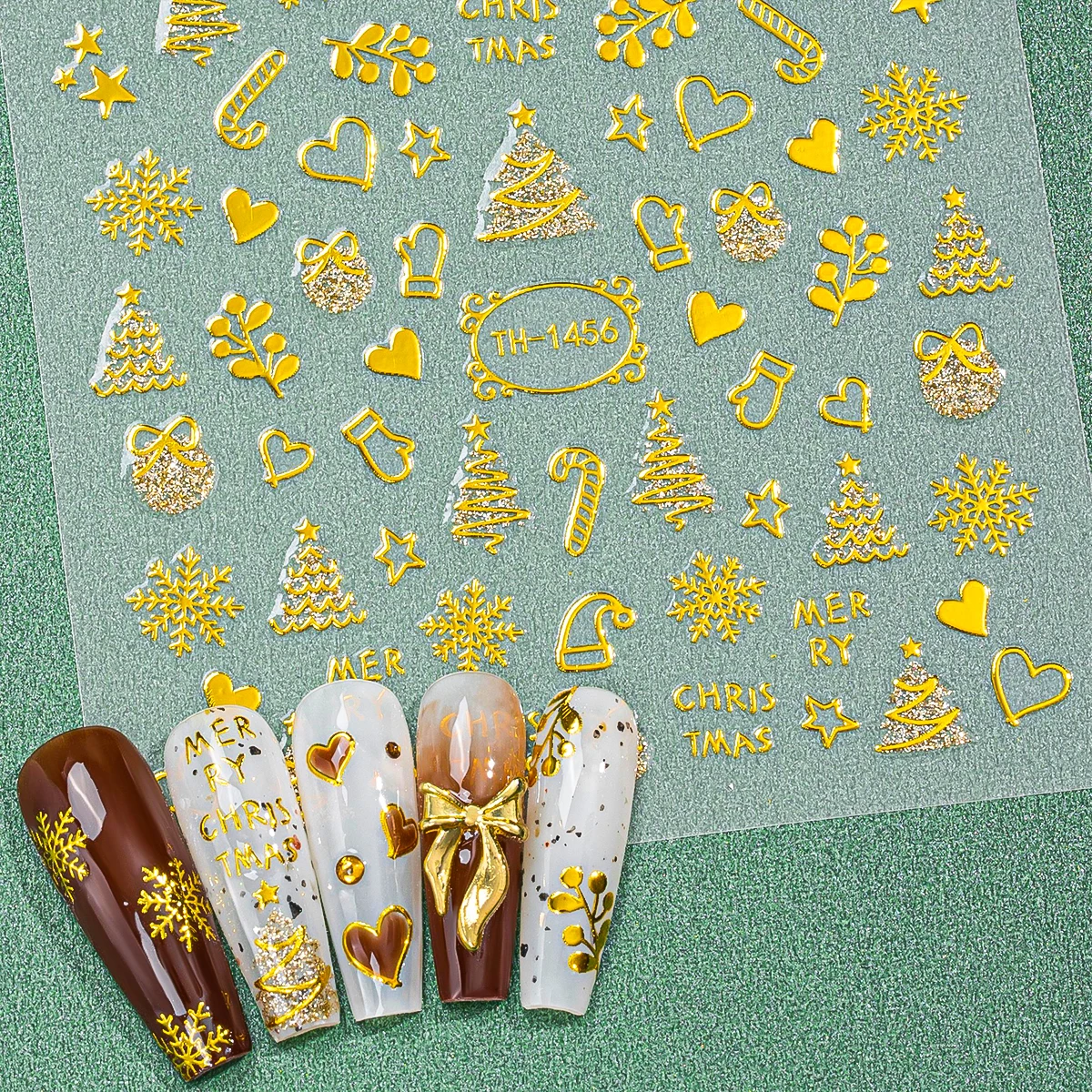 2pcs Cute New Year Cartoon Nai - Nail Art Xmas Design ulasan dan harga