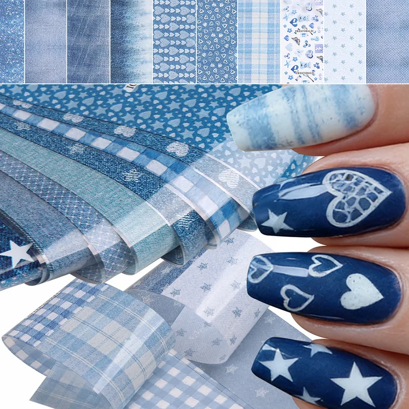 10Sheets Blue Denim Nail Trans - Nail Art Denim ulasan dan harga