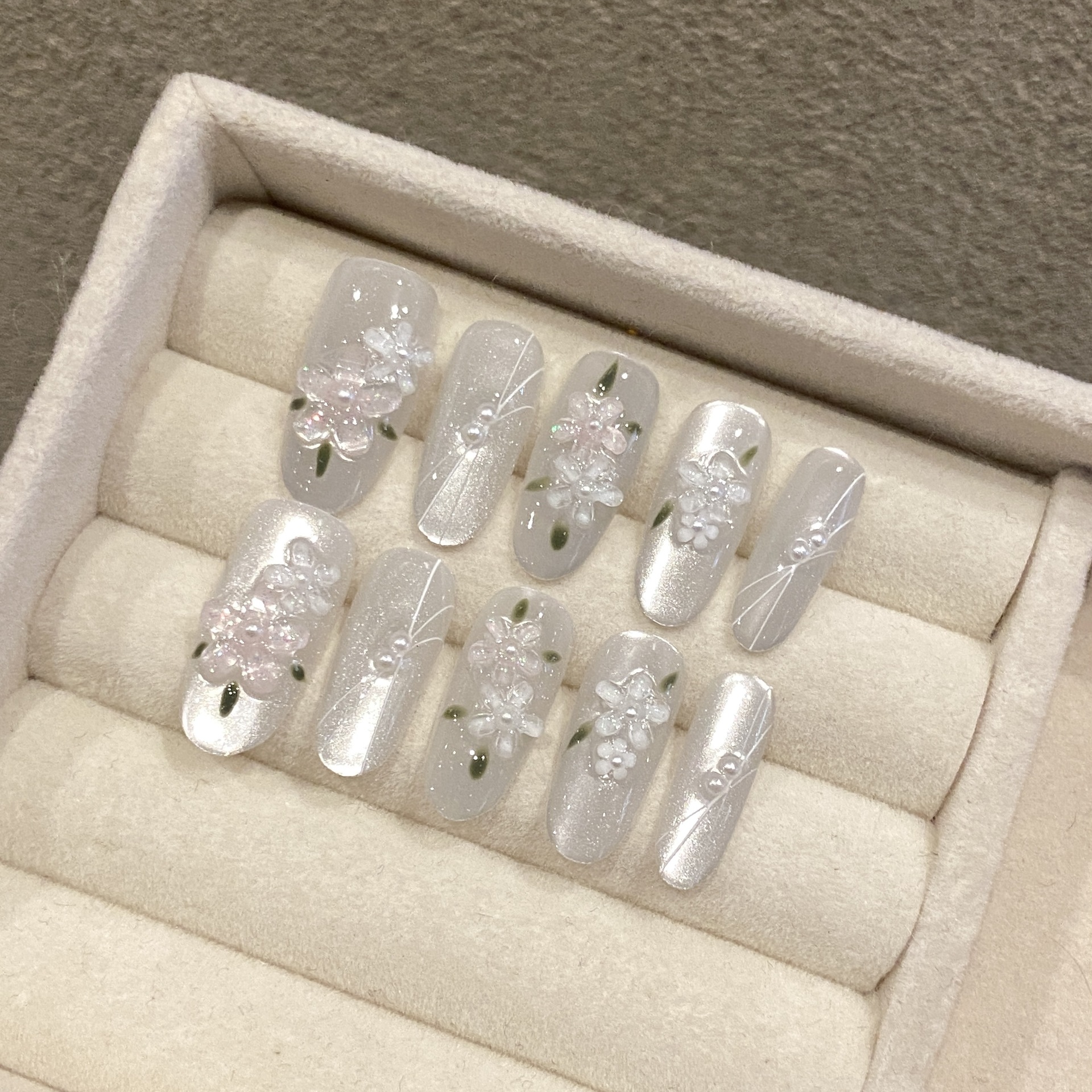 10pcs Glitter Sliver Press On  - Nail Art Glitter ulasan dan harga