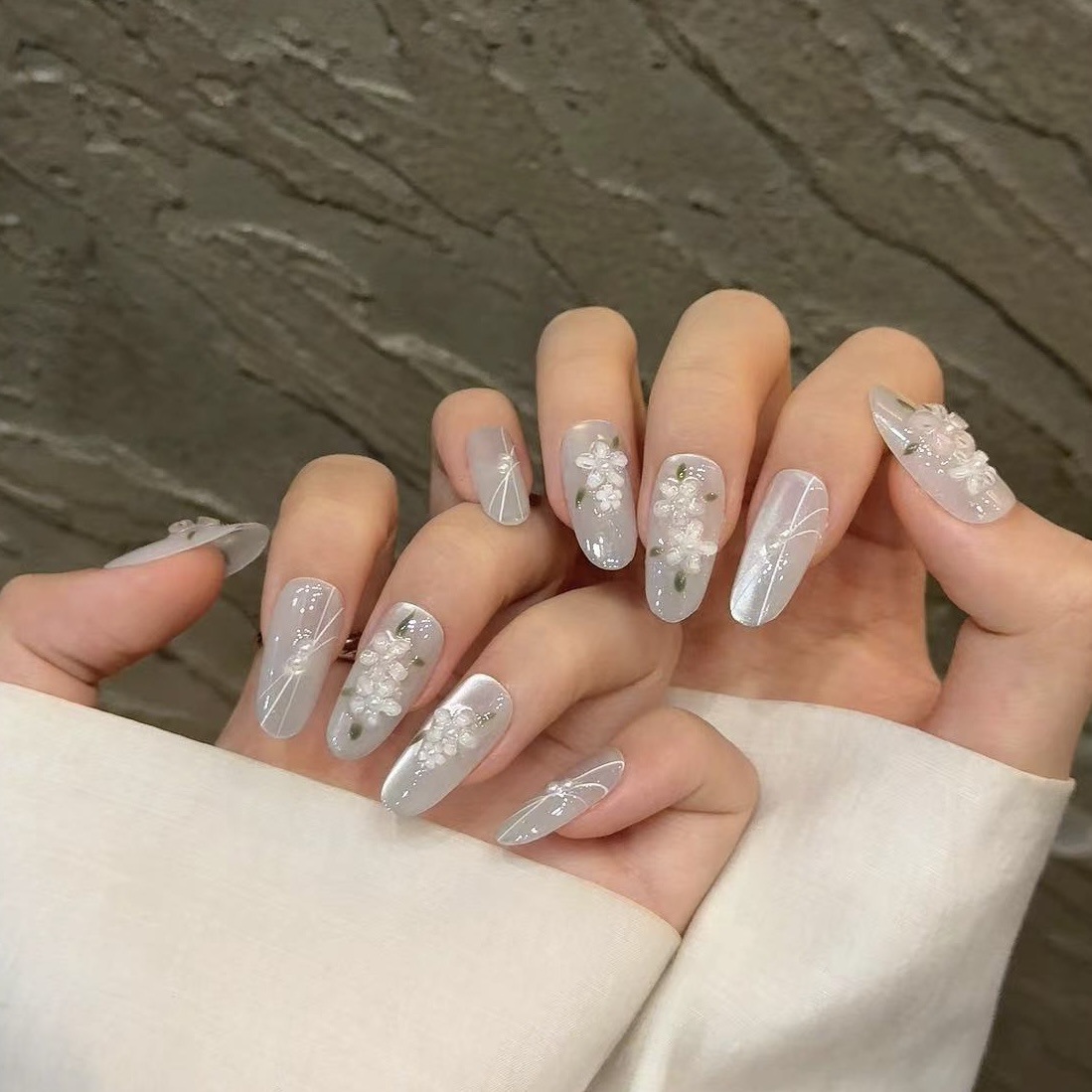 10pcs Glitter Sliver Press On  - Nail Art Glitter ulasan dan harga
