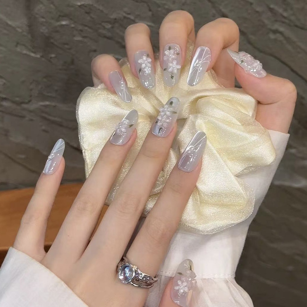 10pcs Glitter Sliver Press On  - Nail Art Glitter ulasan dan harga