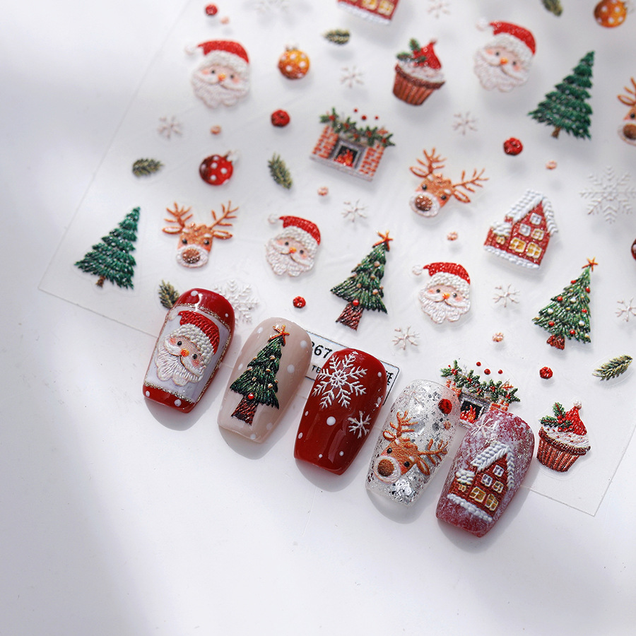 Cute Christmas Bear & Gingerbr - Nail Art Xmas Design ulasan dan harga