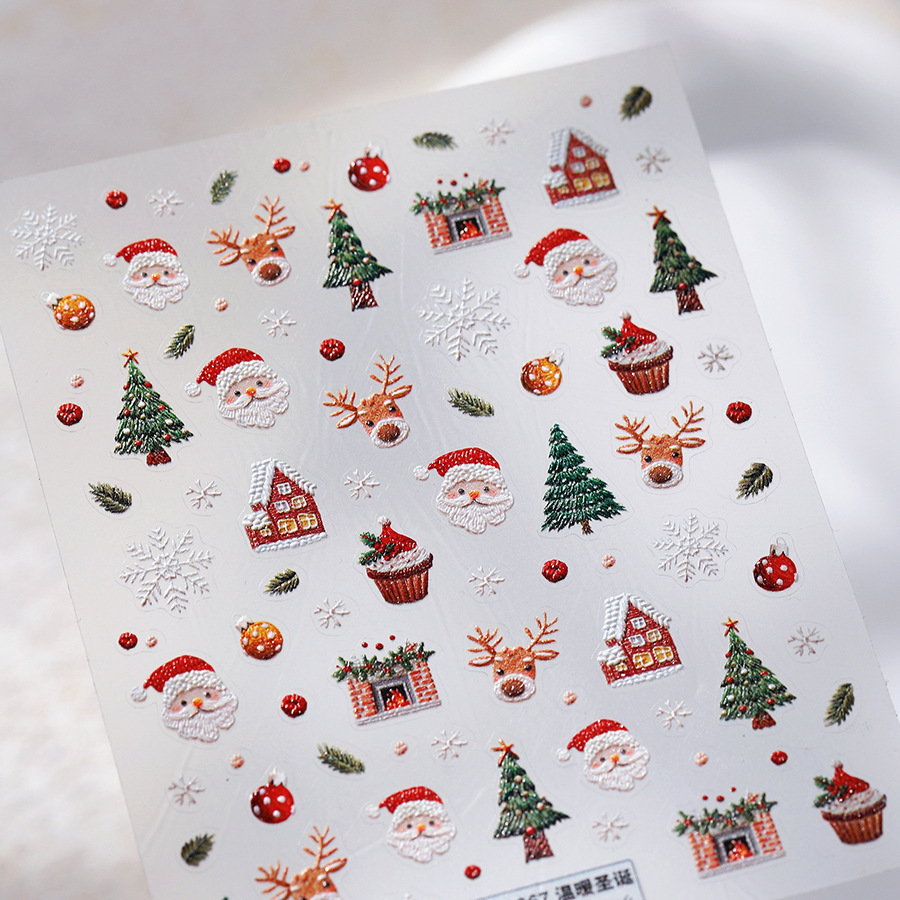 Cute Christmas Bear & Gingerbr - Nail Art Xmas Design ulasan dan harga